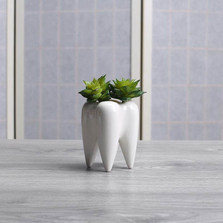 Skanto | Tannformet Hvit Keramikk Moderne Blomsterpotte