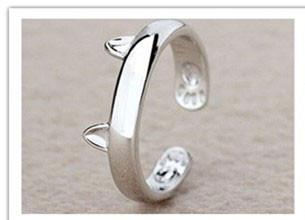 Sølvbelagt Katt Ring | Skanto