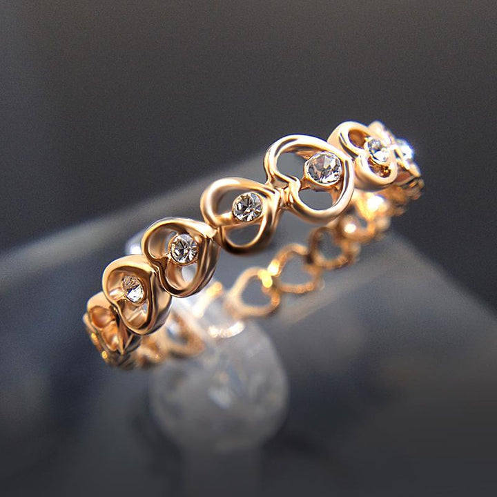 Crystal Heart Chain Ring | Skanto