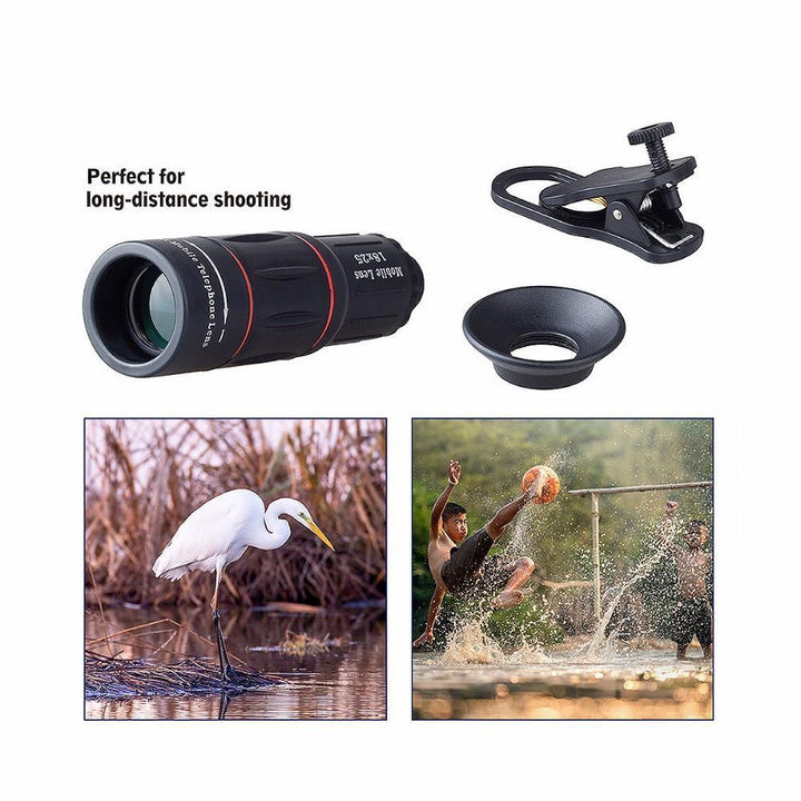 Skanto | 18X Zoom Teleskop Mobil Linse med Stativ Klemme For iPhone og Samsung Android - 1000m 3280ft