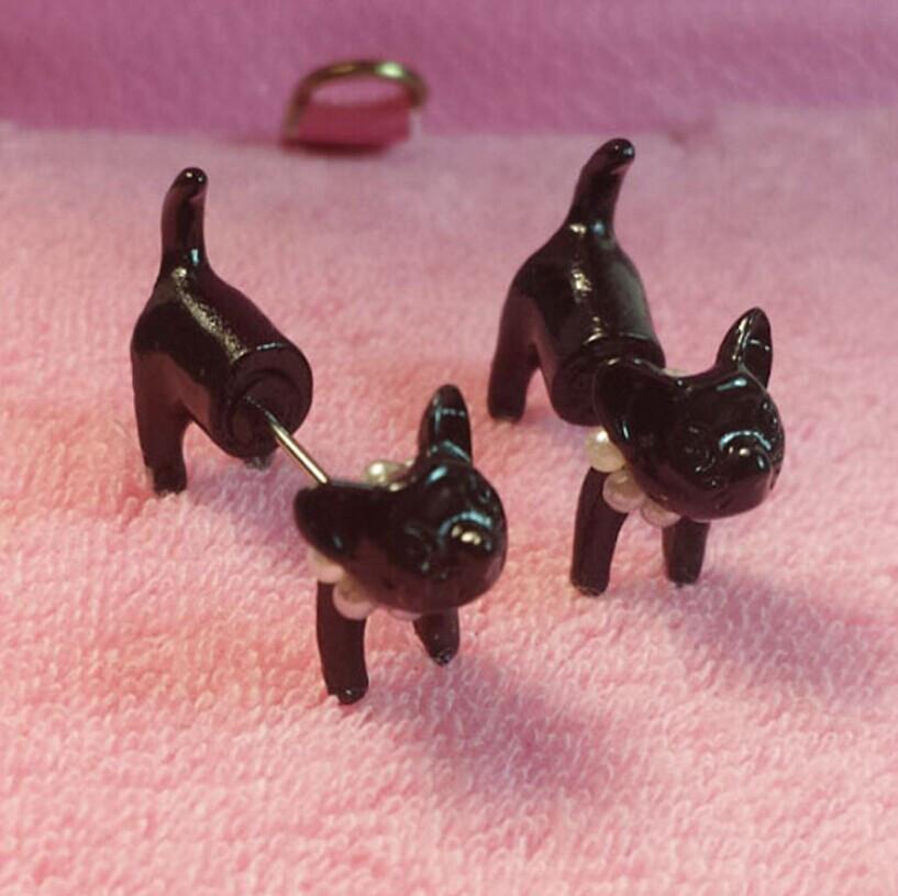 Black Cat - Stud Øredobber | Skanto