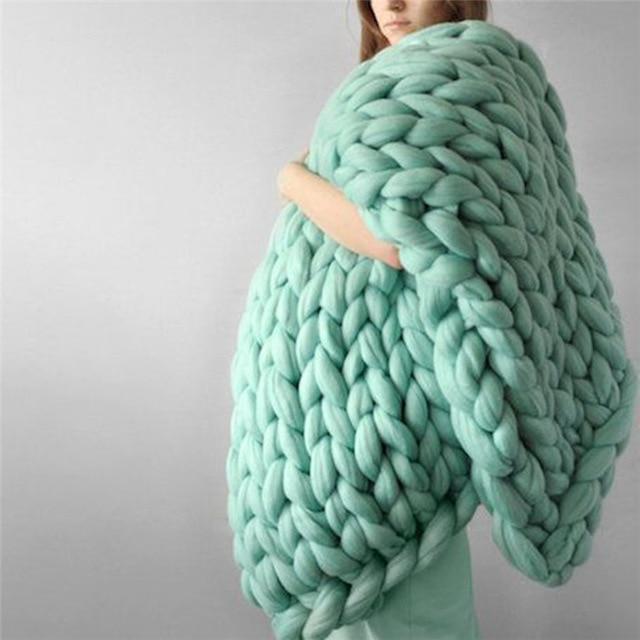 Skanto | Håndlaget Chunky Strikket Teppet Komfortabelt & Varmt - 80 x100 cm