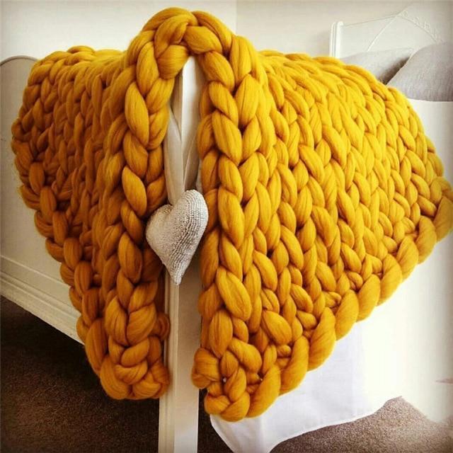 Skanto | Håndlaget Chunky Strikket Teppet Komfortabelt & Varmt - 80 x100 cm
