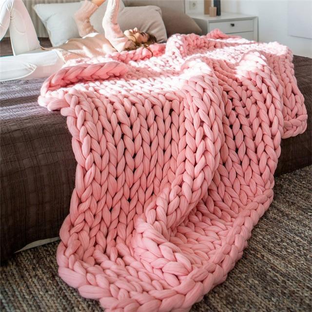 Skanto | Håndlaget Chunky Strikket Teppet Komfortabelt & Varmt - 80 x100 cm