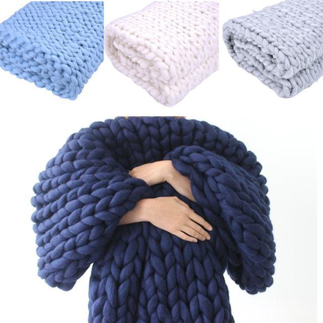 Skanto | Håndlaget Chunky Strikket Teppet Komfortabelt & Varmt - 80 x100 cm