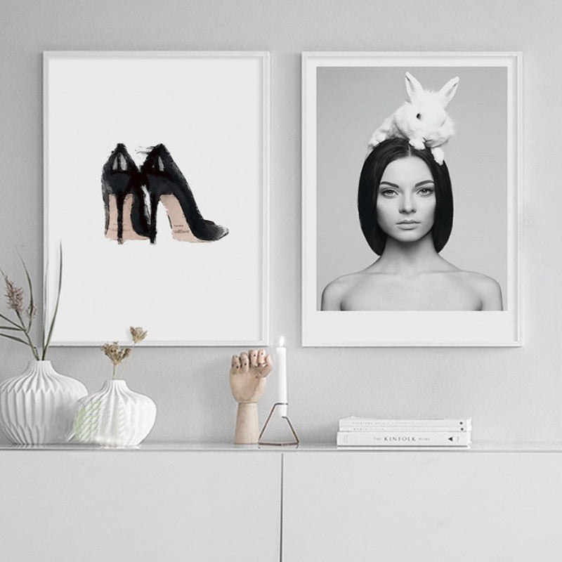 Deer Plakat & Print Schwarze Vegg - Lerret Veggkunst Maleri
