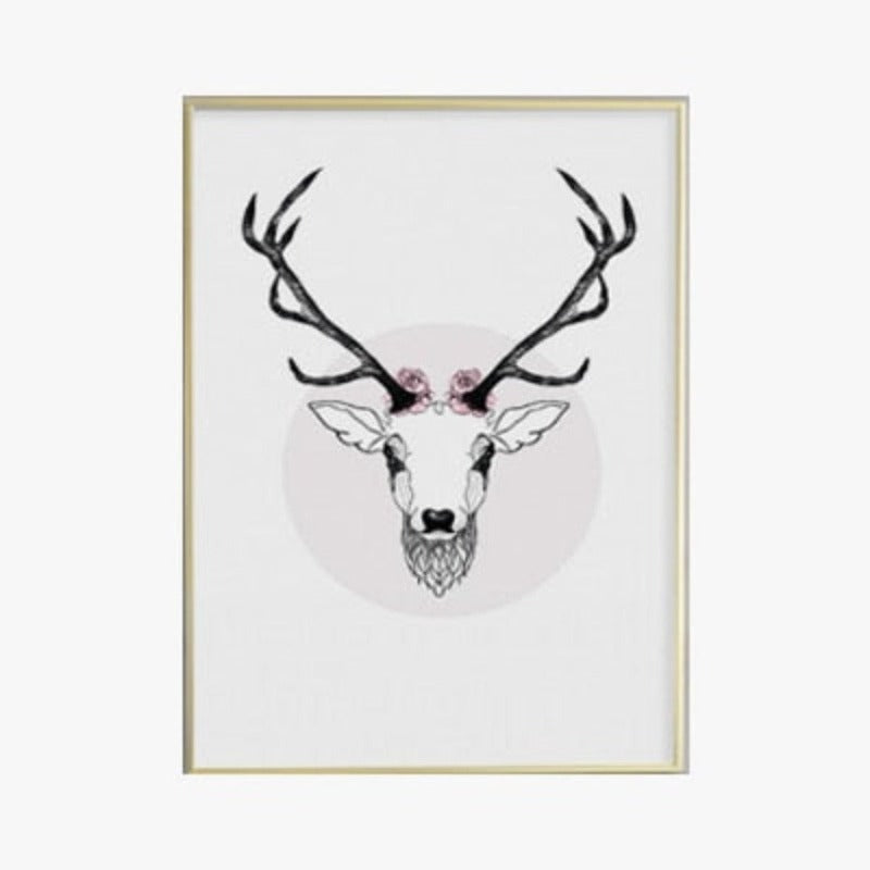Deer Plakat & Print Schwarze Vegg - Lerret Veggkunst Maleri
