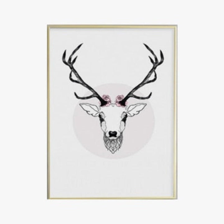 Deer Plakat & Print Schwarze Vegg - Lerret Veggkunst Maleri