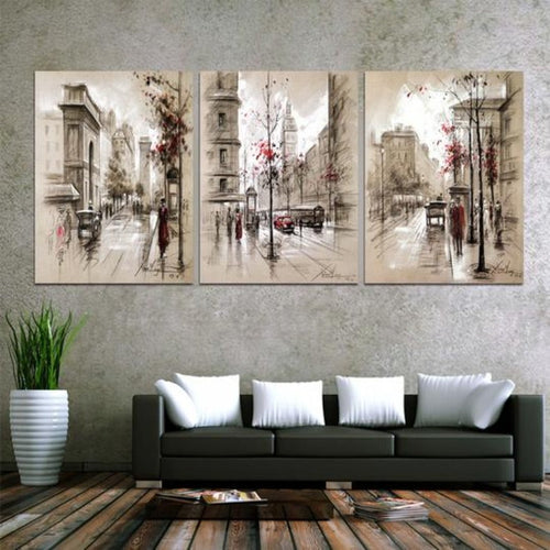 Abstract City Street - Lerret Veggkunst Maleri | Skanto