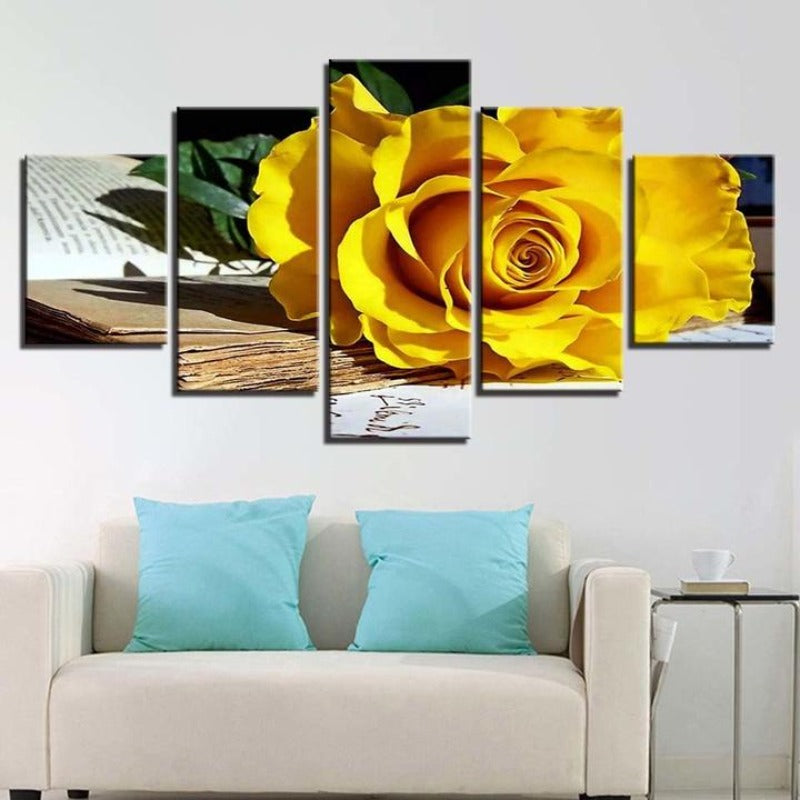 Fallen Yellow Rose - Lerret Veggkunst Maleri