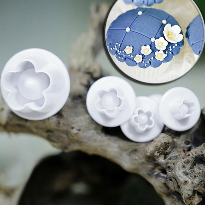 4-delt sett - Plomme blomst form kake dekorering verktøy | Skanto