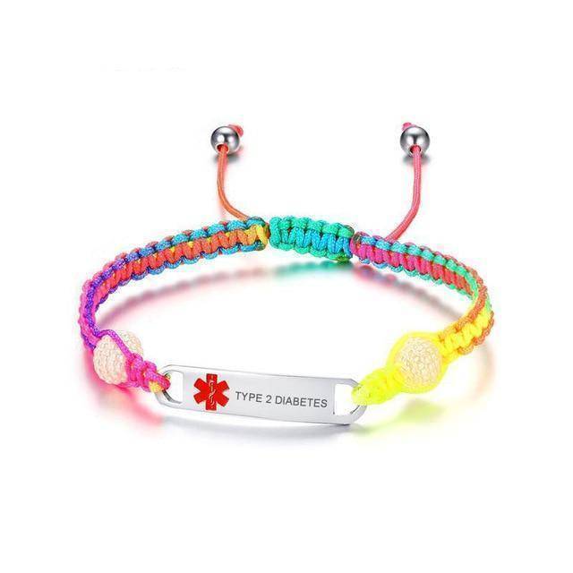 Skanto | Barne diabetes regnbue medisinsk advarsels-ID-armbåndsur - Type 1 diabetes, Type 2 diabetes