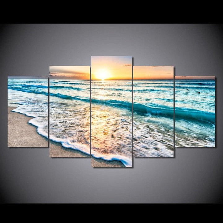 Solnedgang på stranden – lerretsbilde