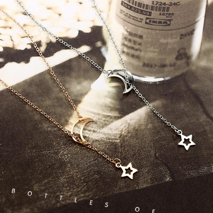 Moon & Star Hengende Dråpe Halskjede | Skanto
