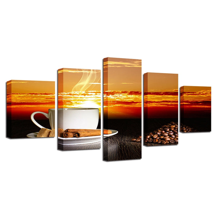 Solnedgangskaffe – Lerretsbilde