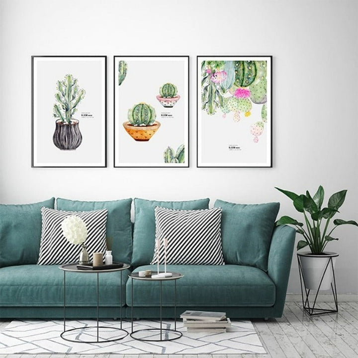 Plakat med nordisk kaktusblomst i potte – lerretbilde