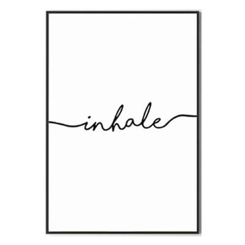 Minimalistisk Svart Hvit Puste Ut Puste Inn Buchstaben - Lerret Veggkunst Maleri
