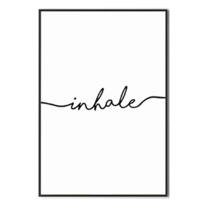 Minimalistisk Svart Hvit Puste Ut Puste Inn Buchstaben - Lerret Veggkunst Maleri