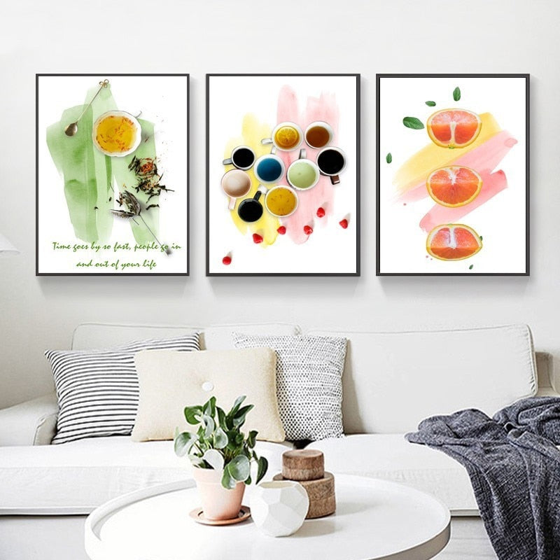 Inspirerende livssitater frukte-te - lerret veggkunst maleri