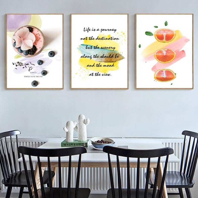 Inspirerende livssitater frukte-te - lerret veggkunst maleri