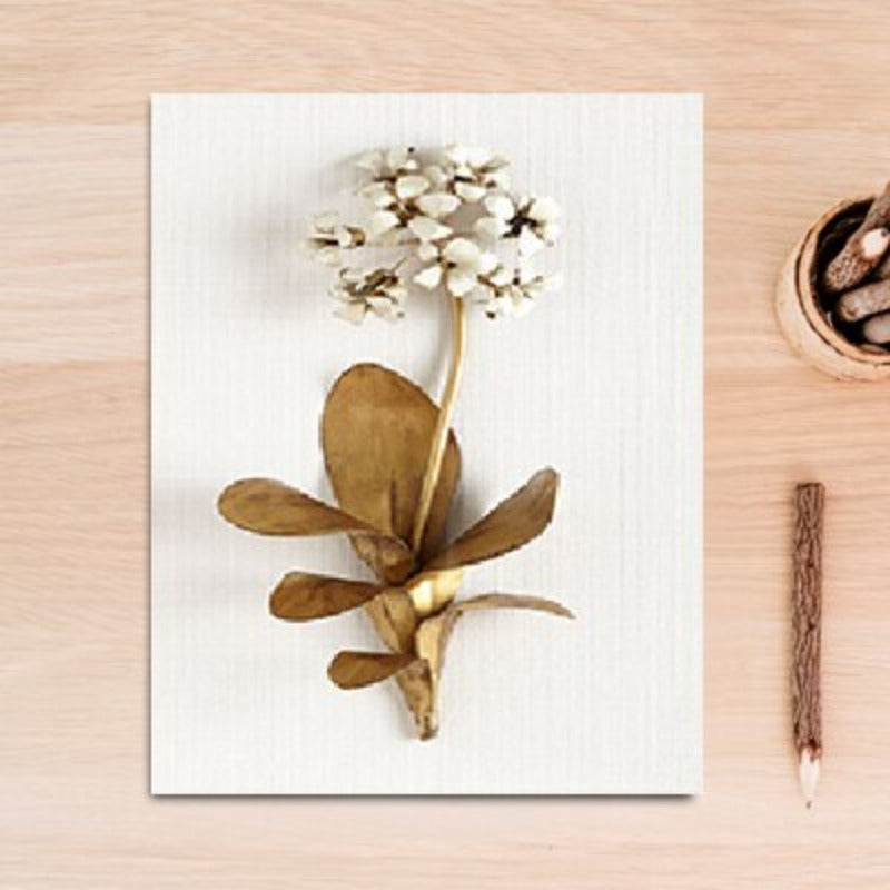 Moderne nordiske blad- og blomsterplakat – lerretsbilde