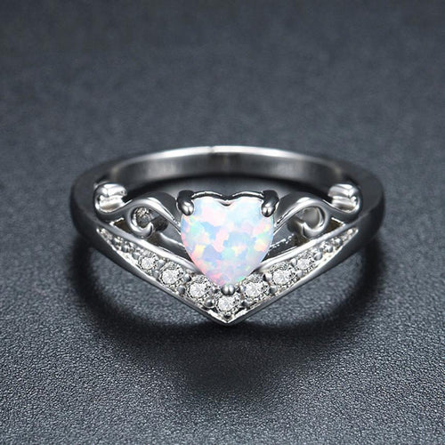 Oval Cut Heart Fire Opal Ring | Skanto