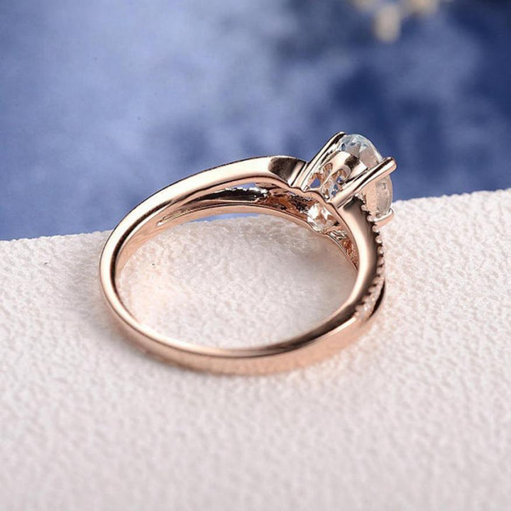 Oval Cut Rose Gold Double to Single Band Ring | Skanto