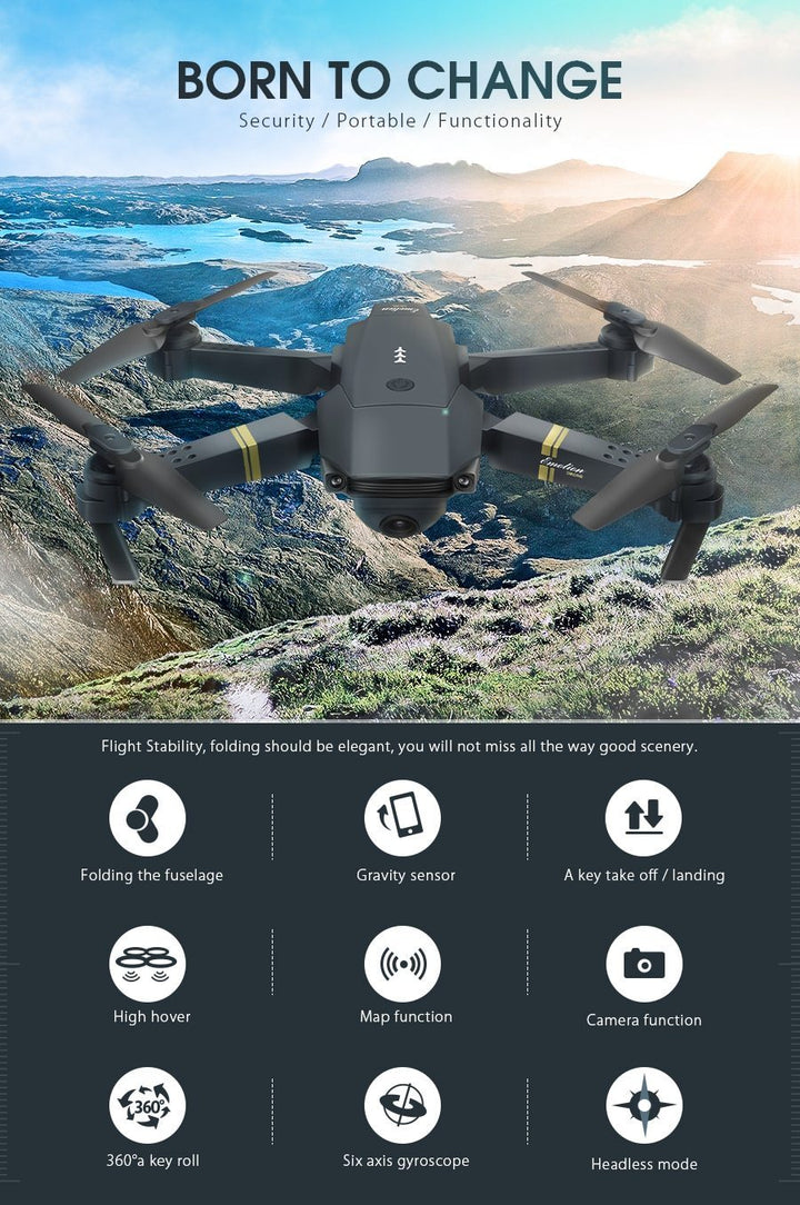 Skanto | Skyhawk HD sammenleggbar luft selfie drone med kamera 2MP