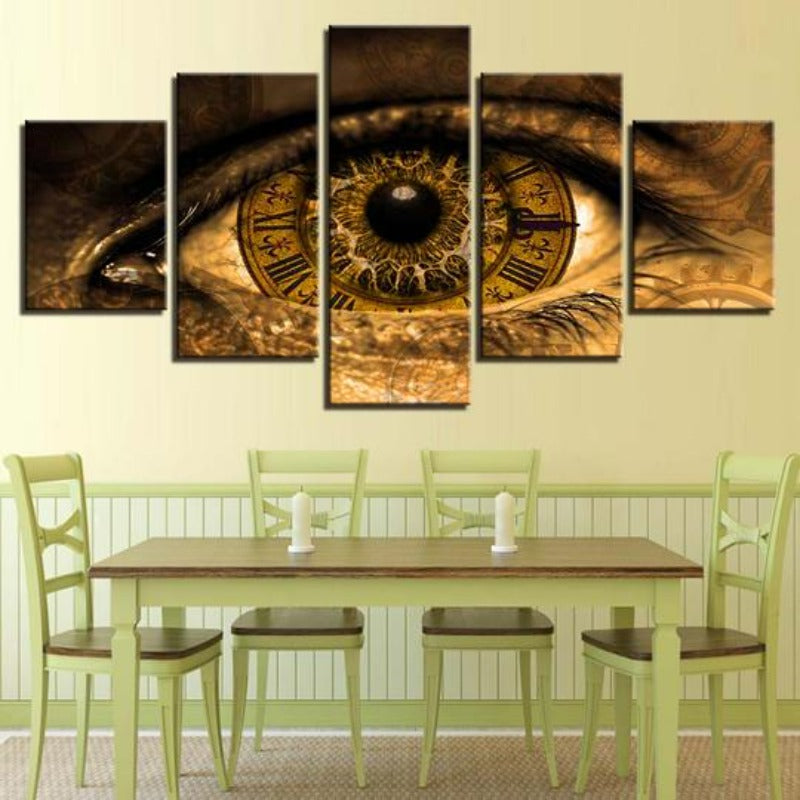 Clock In The Eyes - Lerret Veggkunst Maleri | Skanto