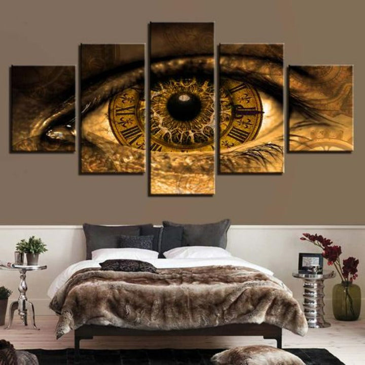 Clock In The Eyes - Lerret Veggkunst Maleri | Skanto