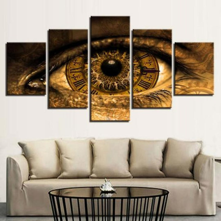 Clock In The Eyes - Lerret Veggkunst Maleri | Skanto