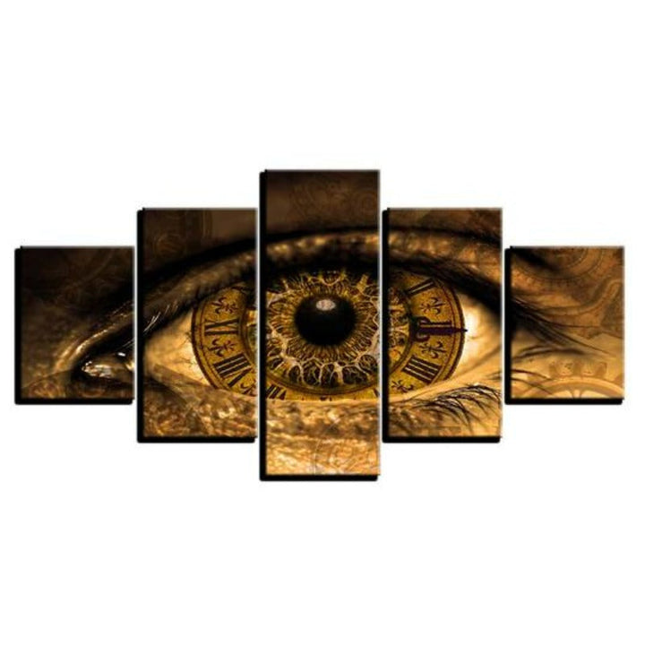 Clock In The Eyes - Lerret Veggkunst Maleri | Skanto