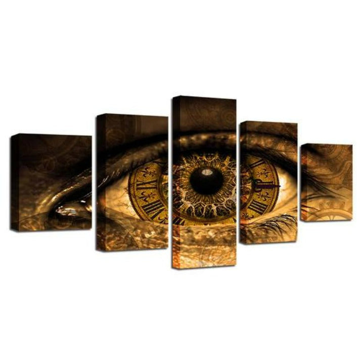 Clock In The Eyes - Lerret Veggkunst Maleri | Skanto