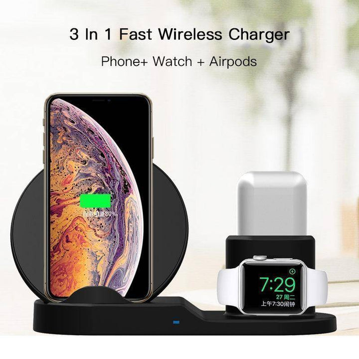 Skanto | Rask Lading Trådløs Lader For iPhone 3 I 1 Dock Stasjon For Apple Watch Serie 1 2 3 Airpods