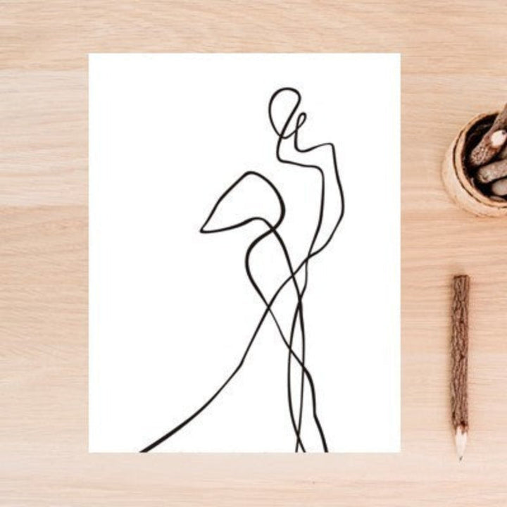 Abstract Minimalist Curve Figur Svart og Hvit - Lærred Veggkunst Maleri | Skanto