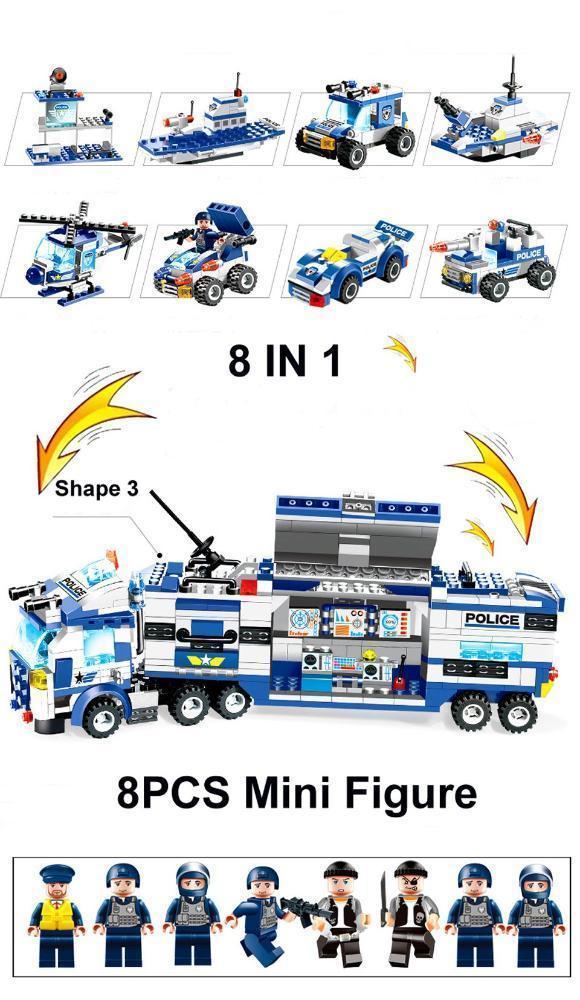 Skanto | 8 I 1 Robot Flybil By Politiet SWAT Byggestein