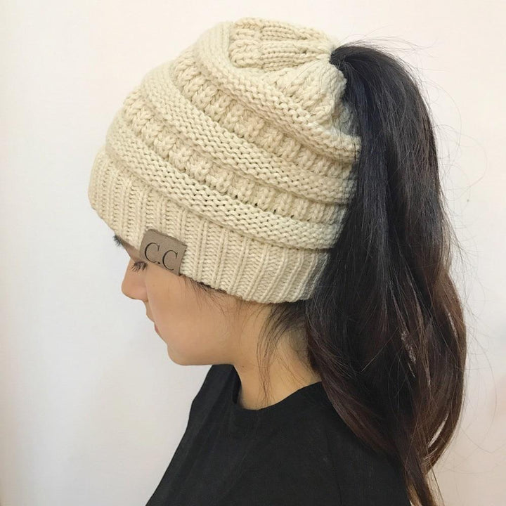 Soft Knit Ponytail Beanie Hat | Skanto