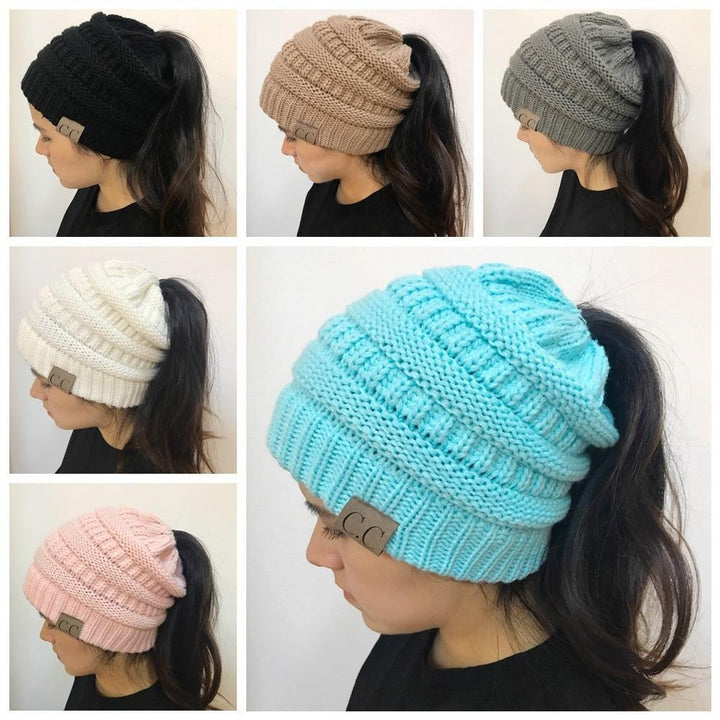 Soft Knit Ponytail Beanie Hat | Skanto
