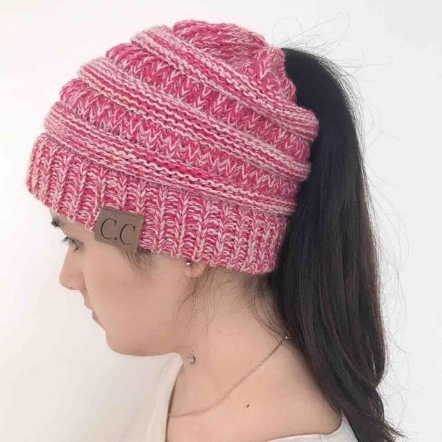 Soft Knit Ponytail Beanie Hat | Skanto