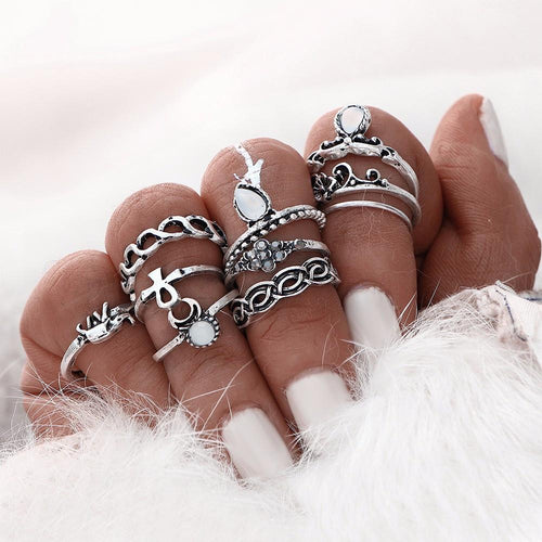 Bohemesk Ringsett - 10 Ringer | Skanto