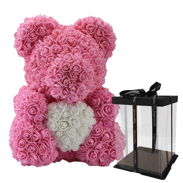 Rose Teddy Bear med Hjerte | Skanto