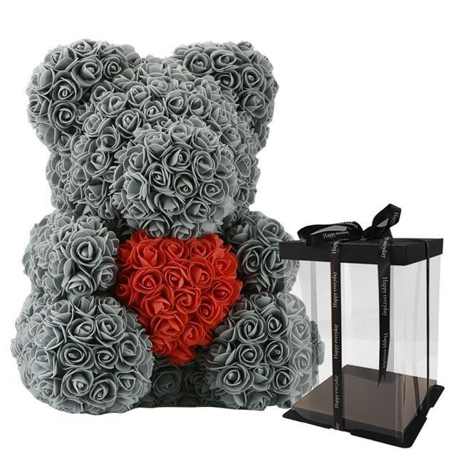 Rose Teddy Bear med Hjerte | Skanto