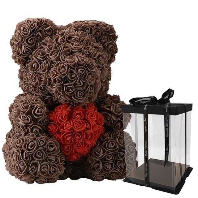 Rose Teddy Bear med Hjerte | Skanto