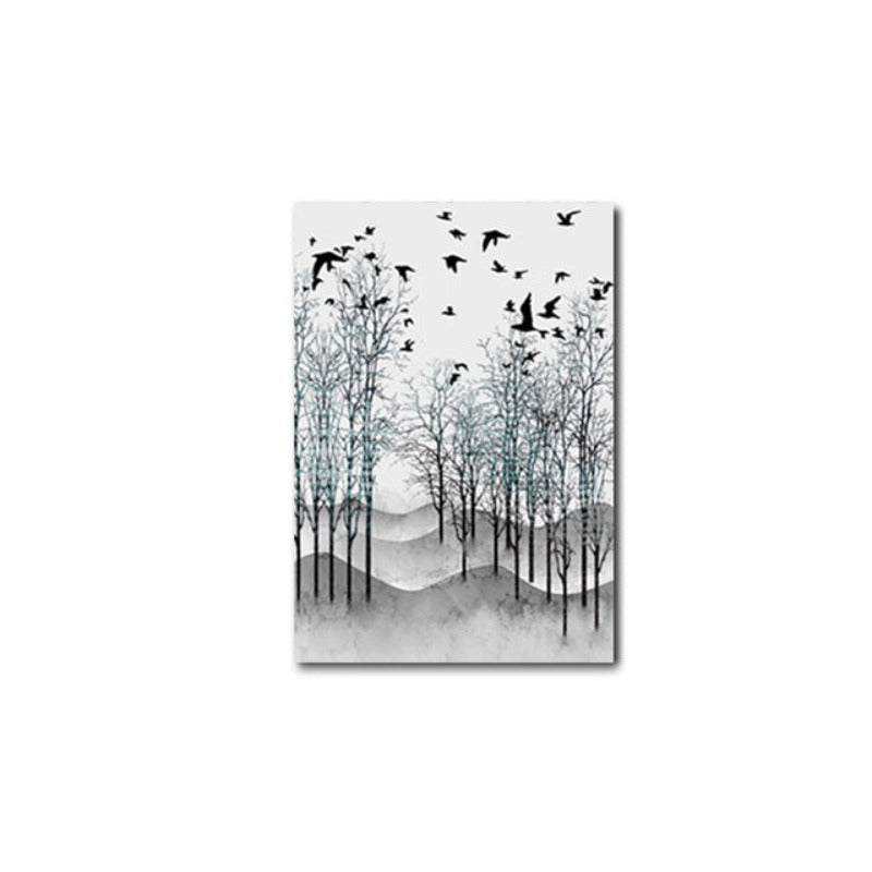 Abstract Woodland Nordic Veggkunst Trykk - Lærret Veggkunst Målning | Skanto