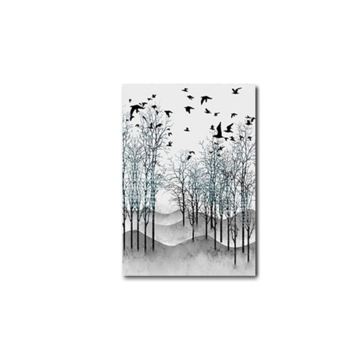 Abstract Woodland Nordic Veggkunst Trykk - Lærret Veggkunst Målning | Skanto