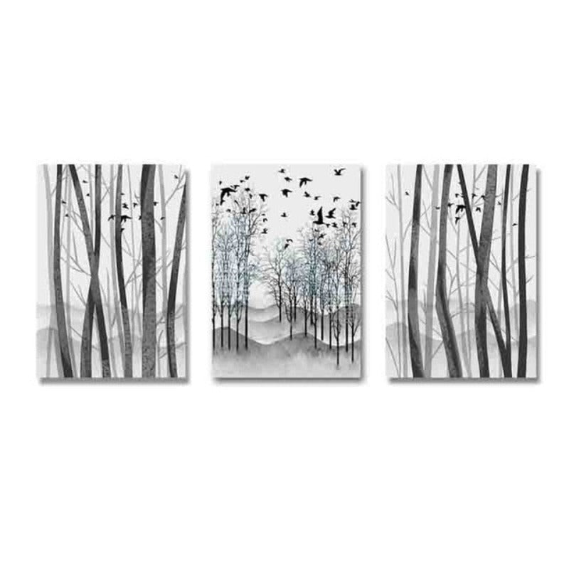 Abstract Woodland Nordic Veggkunst Trykk - Lærret Veggkunst Målning | Skanto