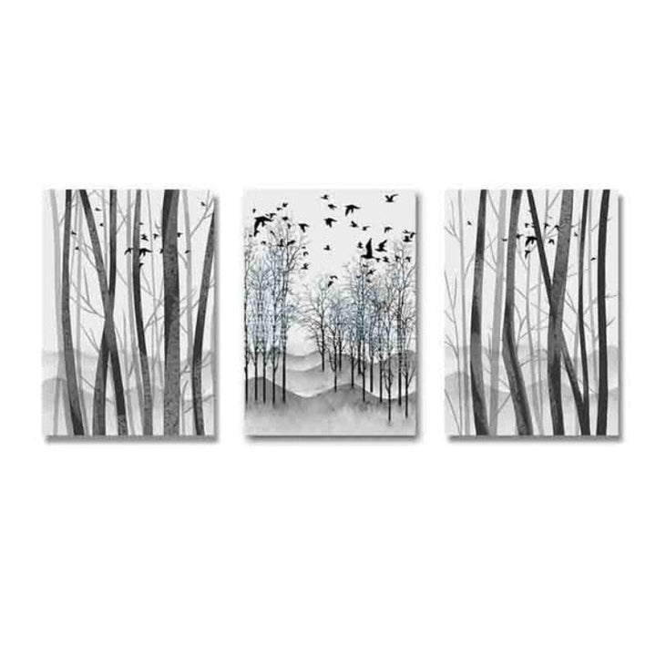 Abstract Woodland Nordic Veggkunst Trykk - Lærret Veggkunst Målning | Skanto