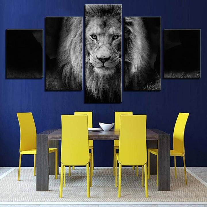 Lion svart og hvit - lerret veggkunst maleri