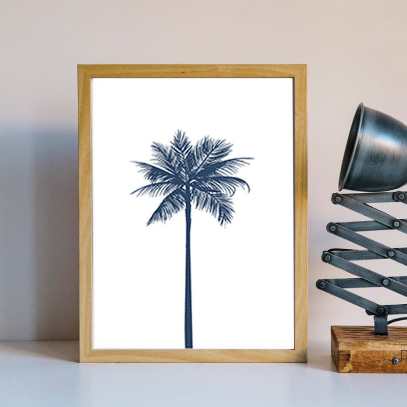 Marineblå palme – lerretbilde