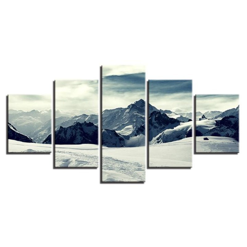 Snødekte fjell – 5-delt lerretsbilde | Naturinspirert veggkunst